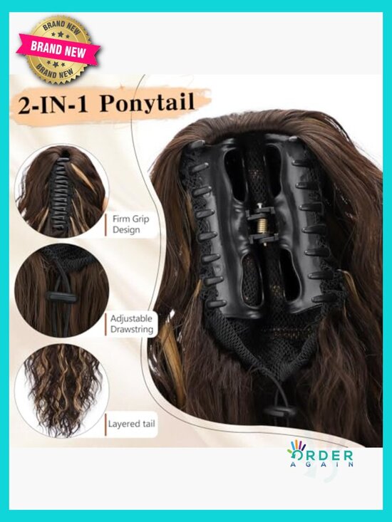 Curly Claw Clip Ponytail Extension Long Layered Synthetic Hairpiece Voluminous